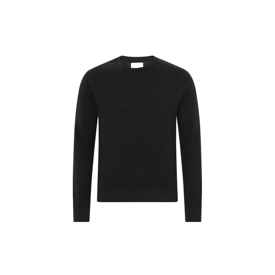 Herre Colorful Standard Strik & Bluser | Light Merino Wool Crew, Deep Black