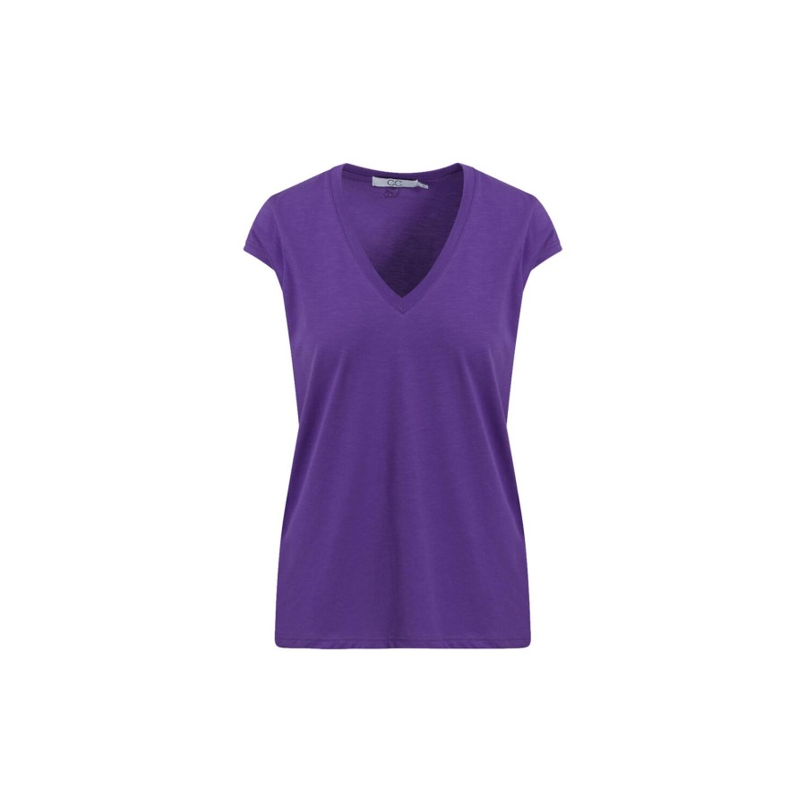 Dame Coster Copenhagen Toppe & T-Shirts | Cc Heart Basic V-Neck T-Shirt, Warm Purple