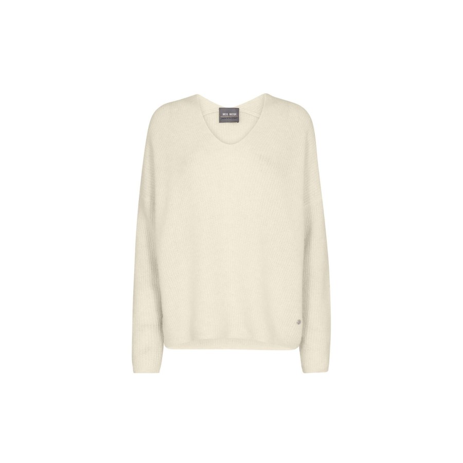 Dame MOS MOSH Strik | Mmthora V-Neck Knit, Ecru