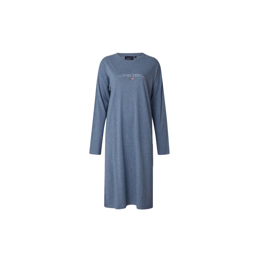 Dame Lexington Nattoj & Loungewear | Angelica Cotton Modal Jersey Nightgown, Blue Melange