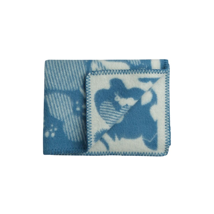 Born Røros Tweed Soveudstyr | Skogbunn Baby Size Throw, Blue/Natural