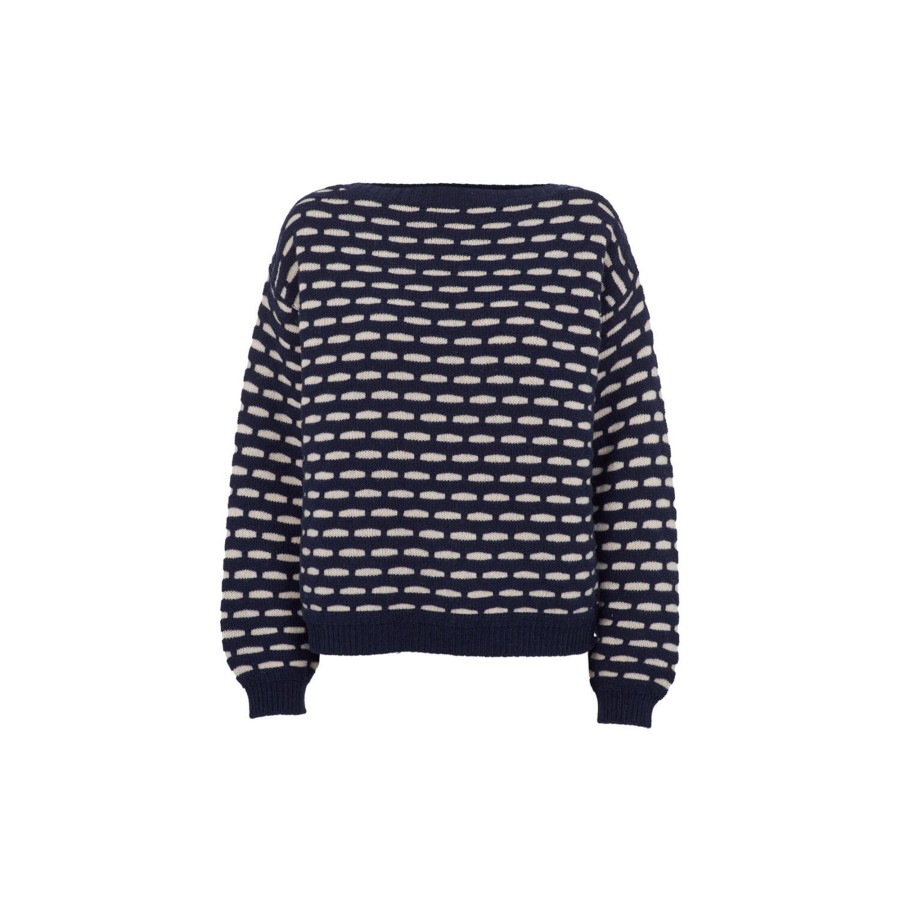 Dame Basic Apparel Strik | Wave Sweater, Sky Captain /Birch Melange