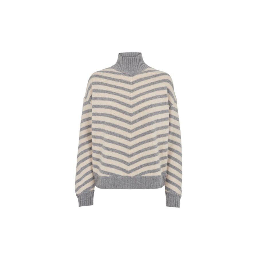 Dame Basic Apparel Strik | Line Biaz Stripe, L. Grey Melange /Grey Melange