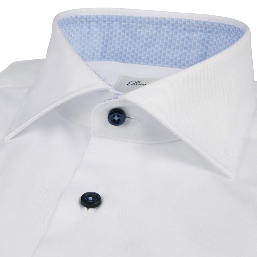 Herre Stenströms Skjorter | Fitted/75 Rm Cuff Contrast, White