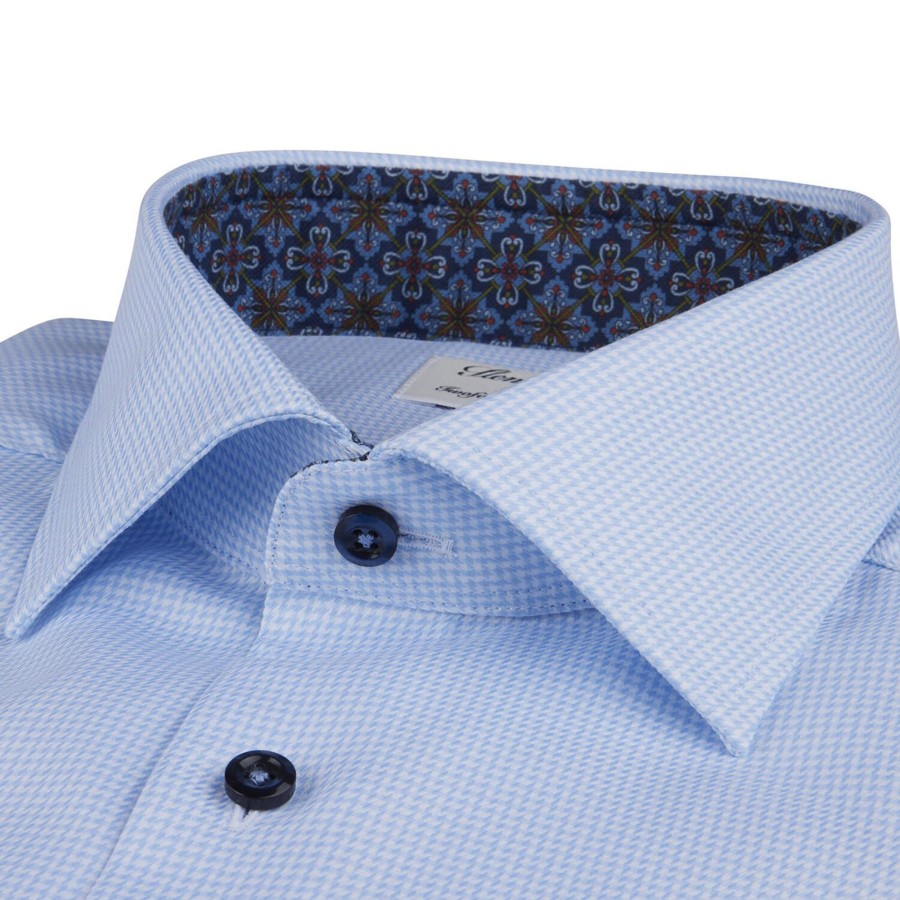 Herre Stenströms Skjorter | Fitted/75 Rm Cuff Contrast, Light Blue