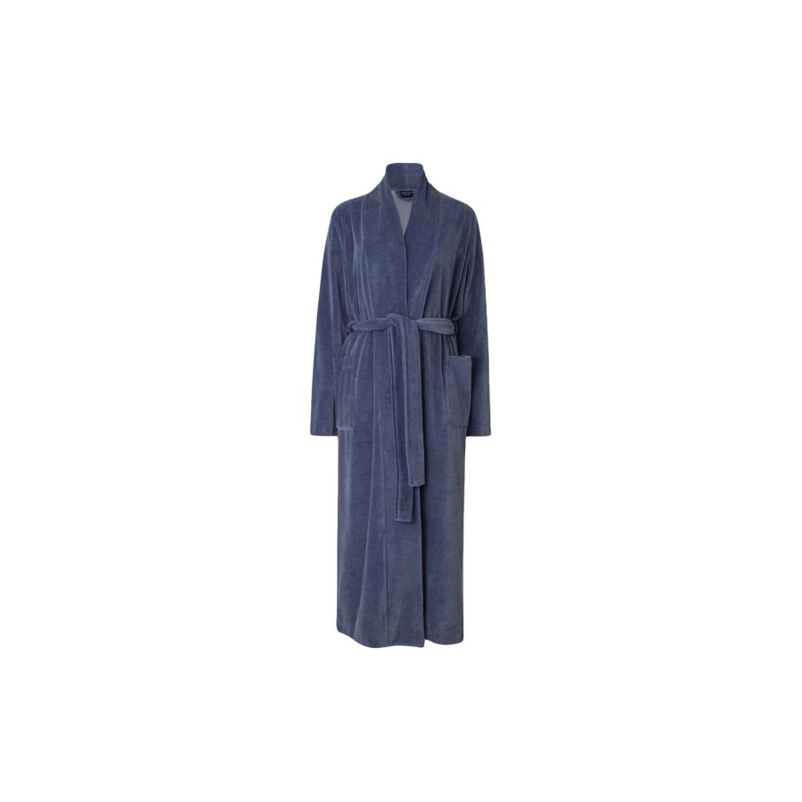 Dame Lexington Nattoj & Loungewear | Aubrey Cotton Velour Robe, Blue