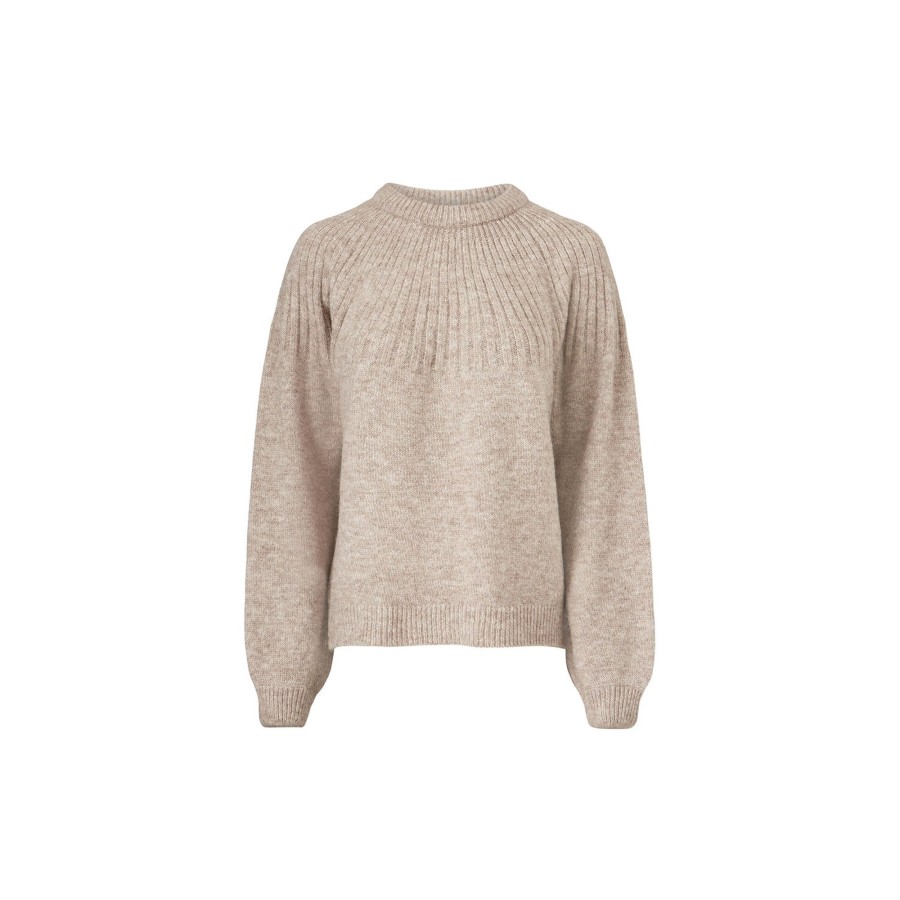 Dame Modström Strik | Truce O-Neck, Beige Melange