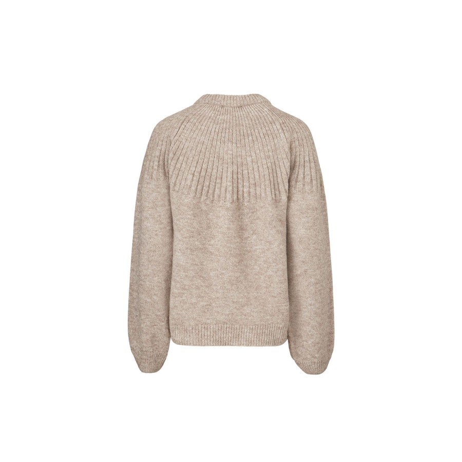 Dame Modström Strik | Truce O-Neck, Beige Melange