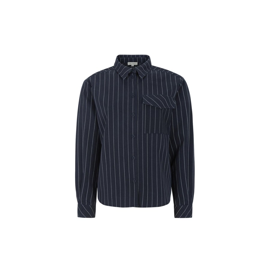 Dame esmé studios Skjorter & Bluser | Eslexi Ls Shirt, Dark Sapphire Pinstripe