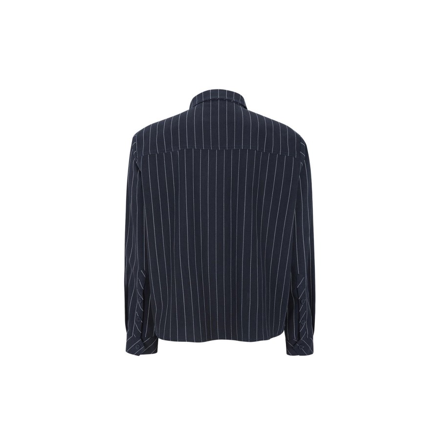 Dame esmé studios Skjorter & Bluser | Eslexi Ls Shirt, Dark Sapphire Pinstripe