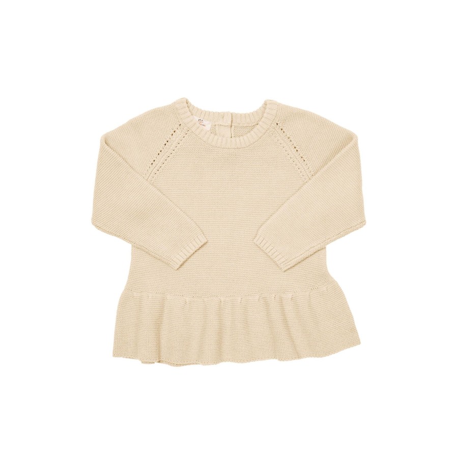 Born Copenhagen Colors Organics Strik & Cardigans | Knitted Pullover W. Frill, Cream