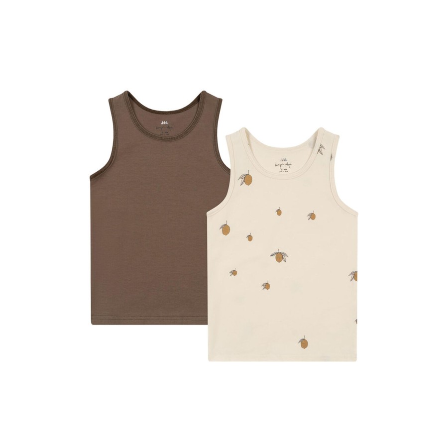 Born Konges Sløjd Nattoj & Undertoj | Basic 2-Pak Tanktop, Lemon/Shitake