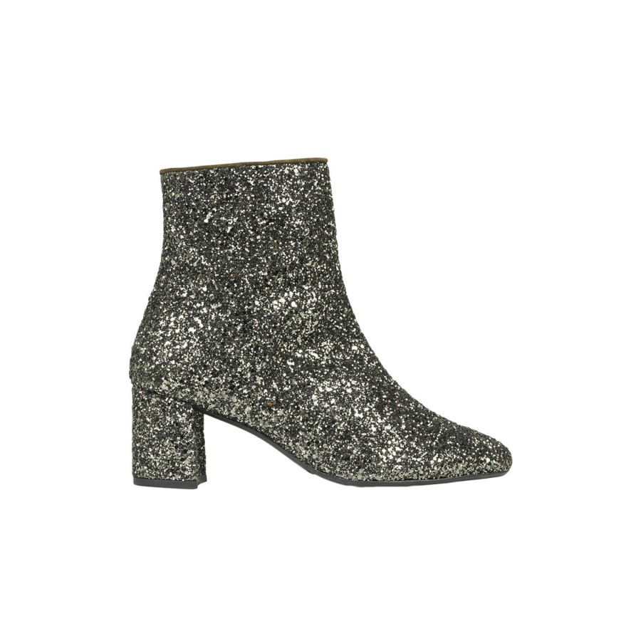 Dame ANGULUS Hoje Haele | Stovlet Pa Blokhael Med Lynlas, Dark Green Glitter/Dark Green