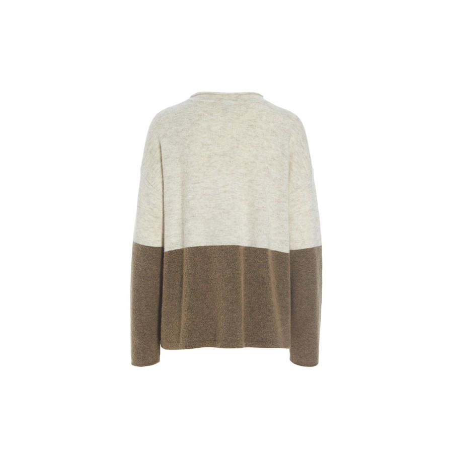 Dame BITTE KAI RAND Skjorter & Bluser | Dandelion Knit Tofarvet Bluse, Dark Caramel/Bone