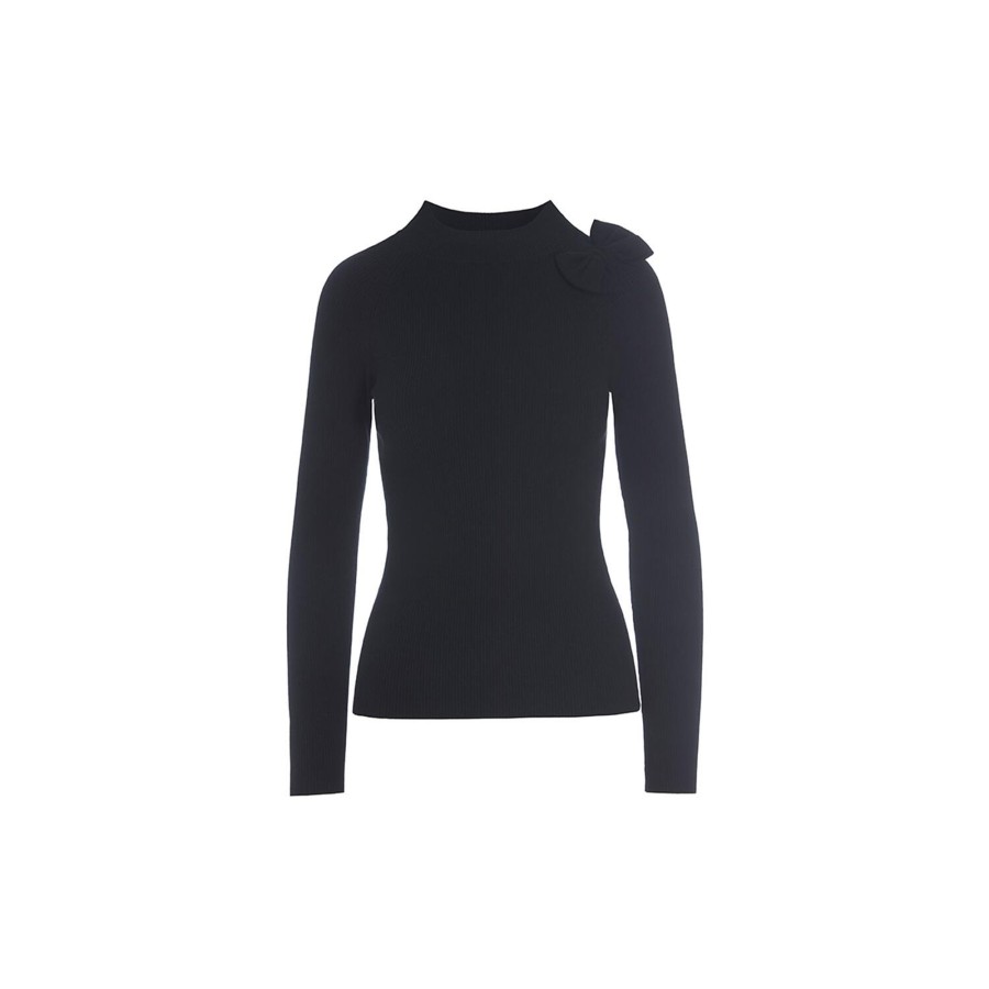 Dame BITTE KAI RAND Skjorter & Bluser | Saku Knit Bluse Med Slojfe, Black