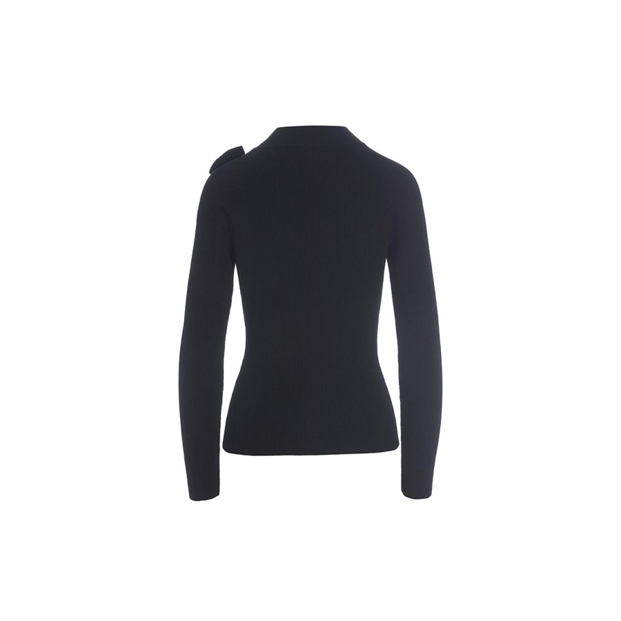 Dame BITTE KAI RAND Skjorter & Bluser | Saku Knit Bluse Med Slojfe, Black