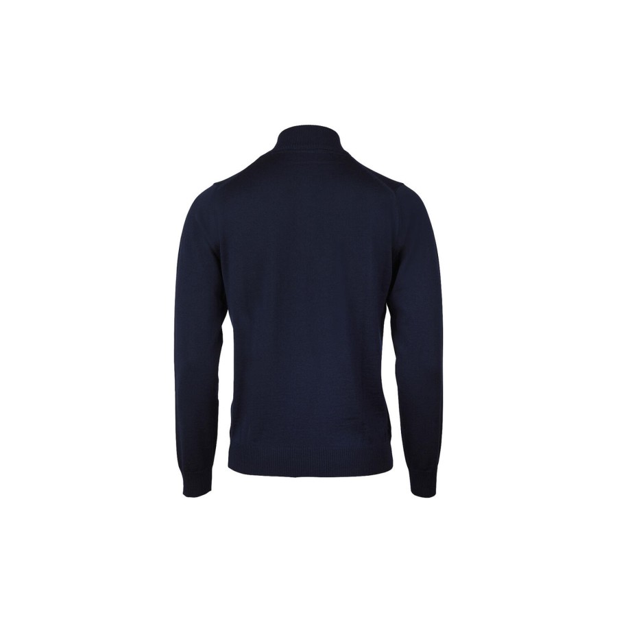 Herre Stenströms Strik & Bluser | Half Zip Merino Wool, Navy