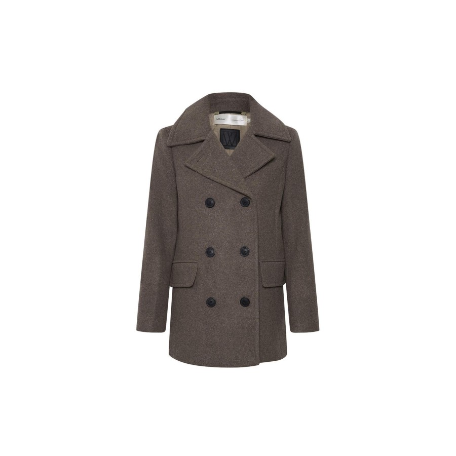 Dame InWear Overtoj | Perryiw Sailor Coat, Mocha Grey Melange