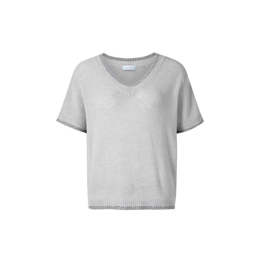 Dame Rich & Royal Strik | Cropped V-Neck Pullover, Cloudy Grey