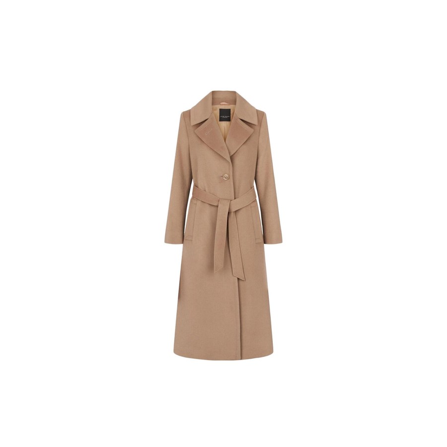 Dame SAND Copenhagen Overtoj | Cashmere Coat W Clareta Belt Long, Light Camel