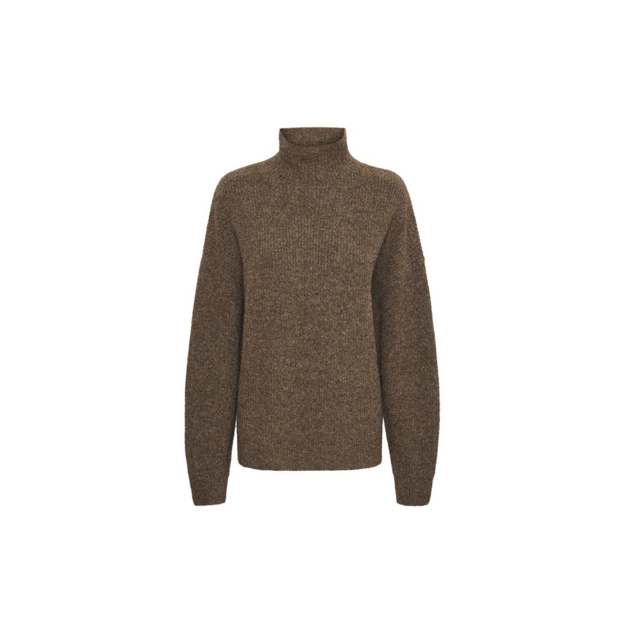 Dame Lounge Nine Strik | Charliln High Neck Knit Gf, Seal Brown