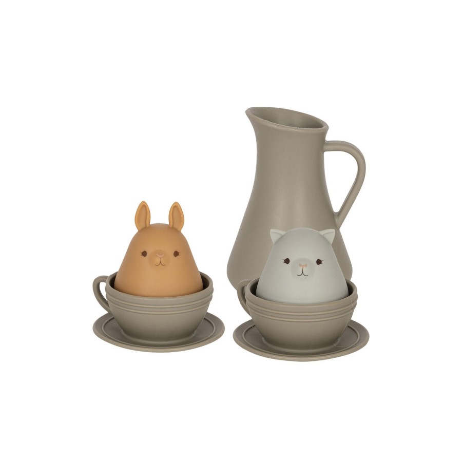 Born Konges Sløjd Badeudstyr | Silicone Bath Toys Cup Set, Stone Mix