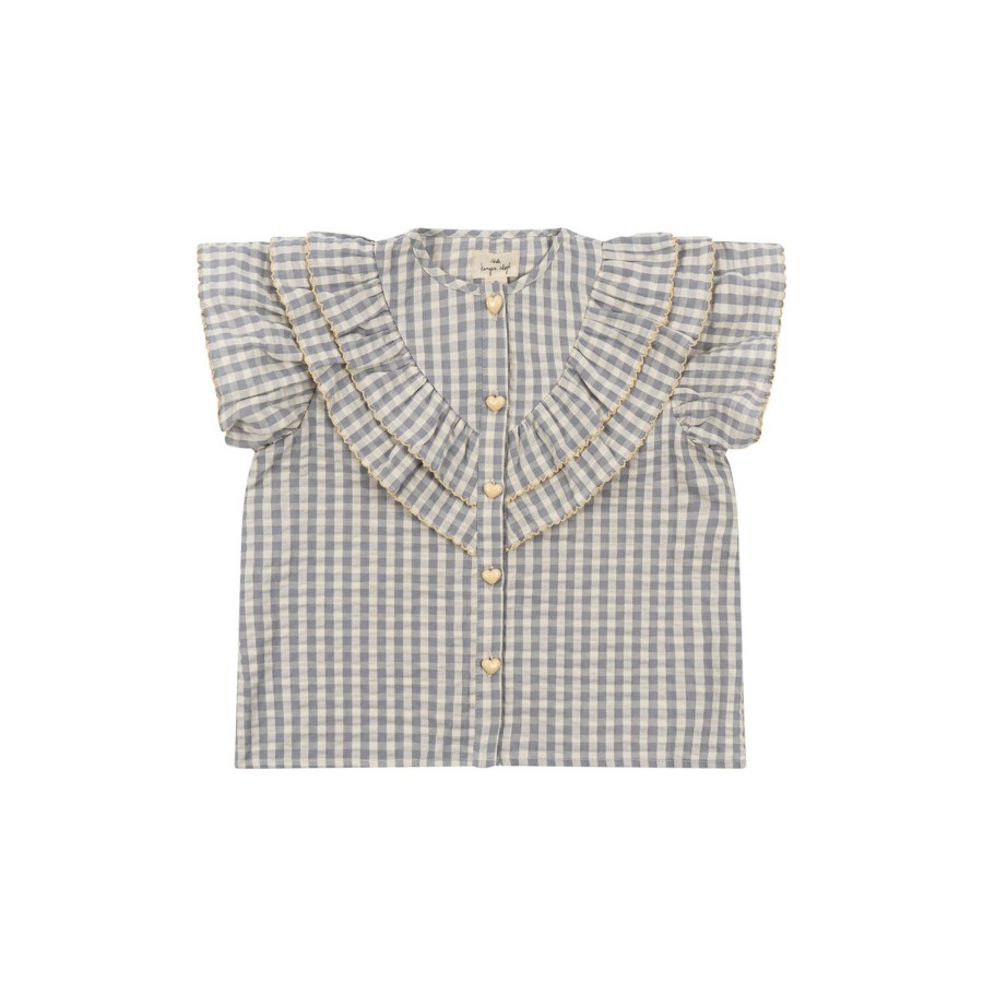 Born Konges Sløjd Bluser & Skjorter | Kim Frill Ss Shirt, Sleet Check