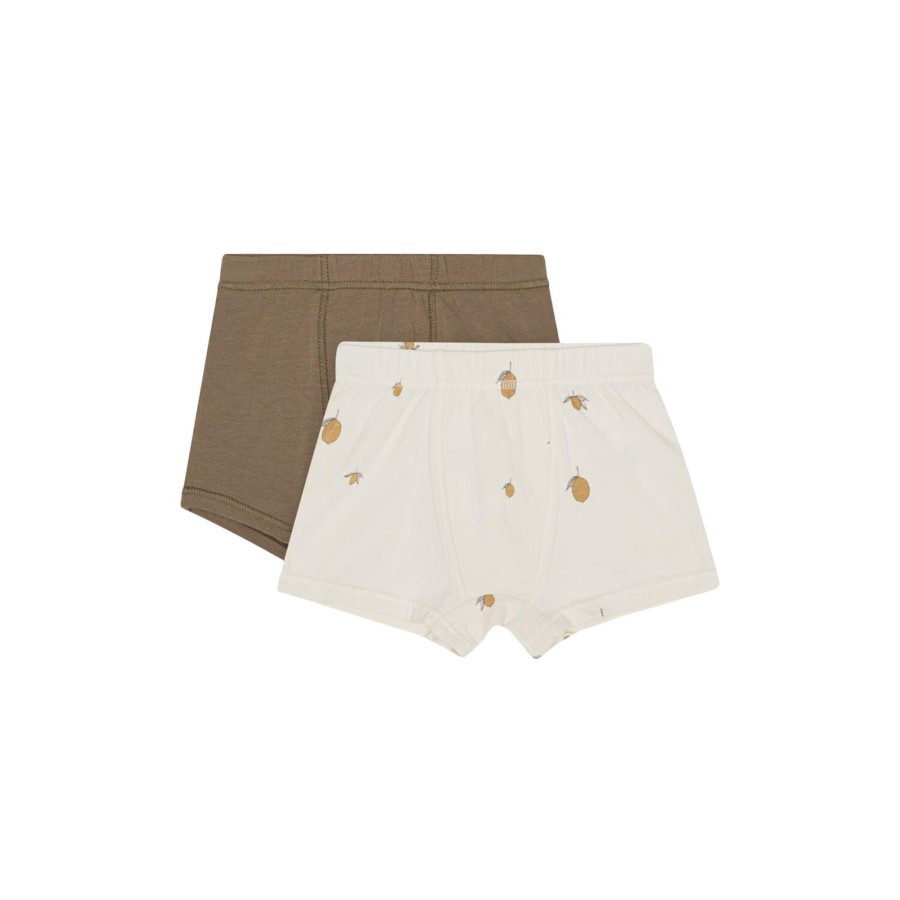 Born Konges Sløjd Nattoj & Undertoj | Basic 2-Pak Boxershorts, Lemon/Shitake