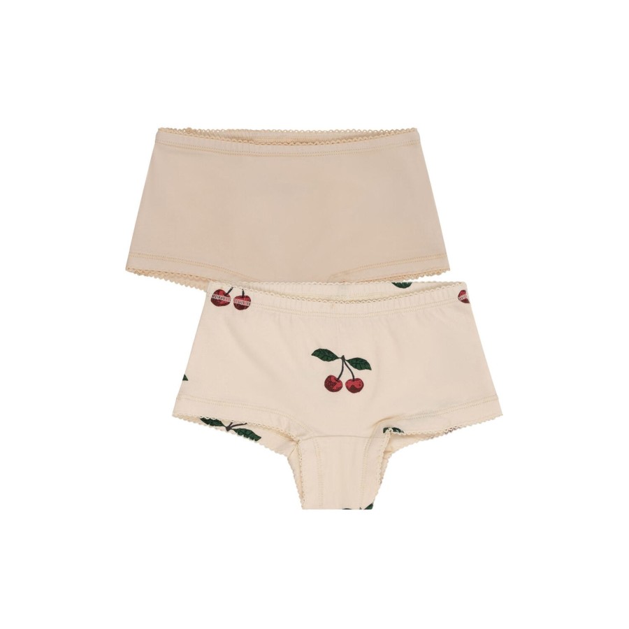 Born Konges Sløjd Nattoj & Undertoj | Basic 2 Pack Girl Hipster, Ma Grande Cerise/Nouvelle Peach