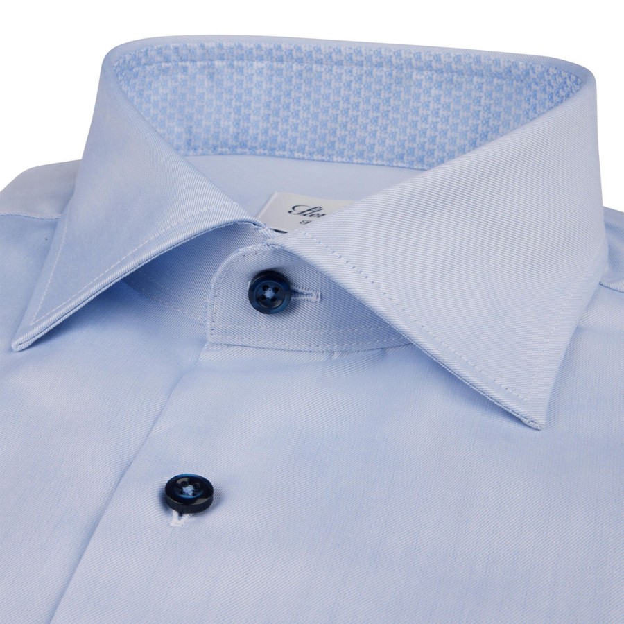 Herre Stenströms Skjorter | Fitted/75 Rm Cuff Contrast, Light Blue