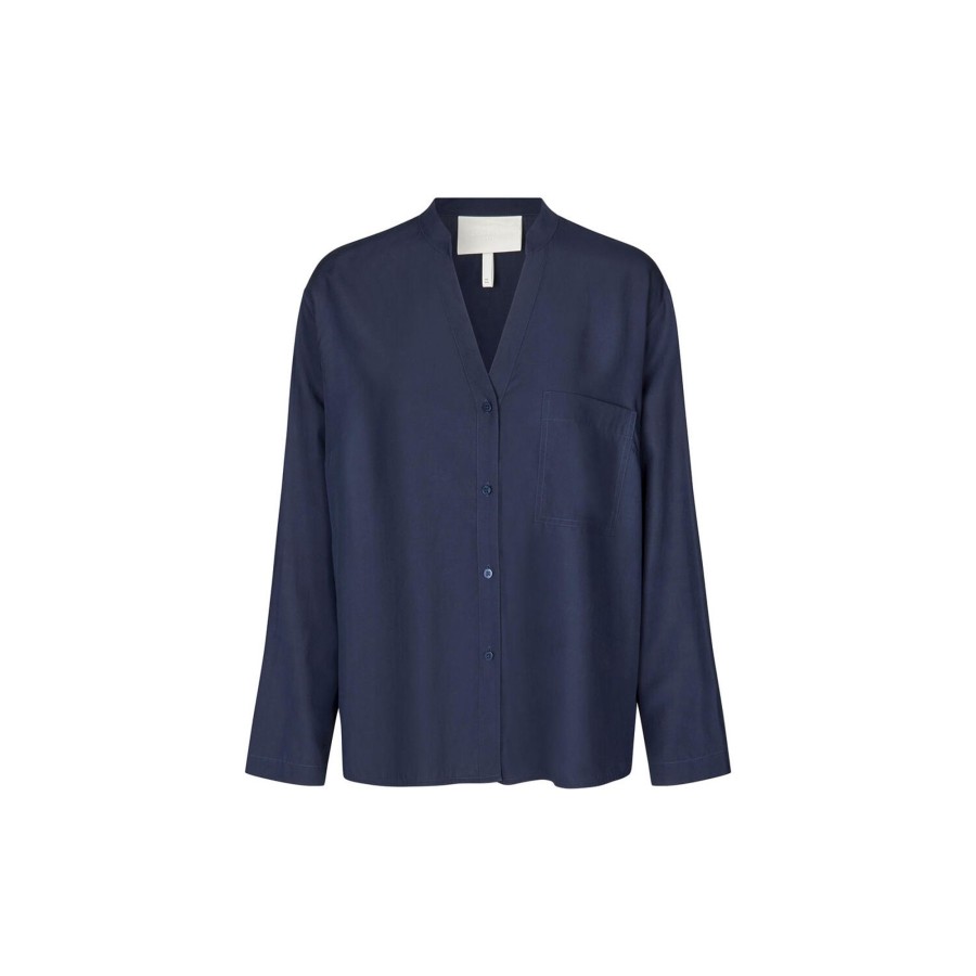 Dame LYKKELAND ateliér Nattoj & Loungewear | Sleep Pyjamas Skjorte, Midnight Blue