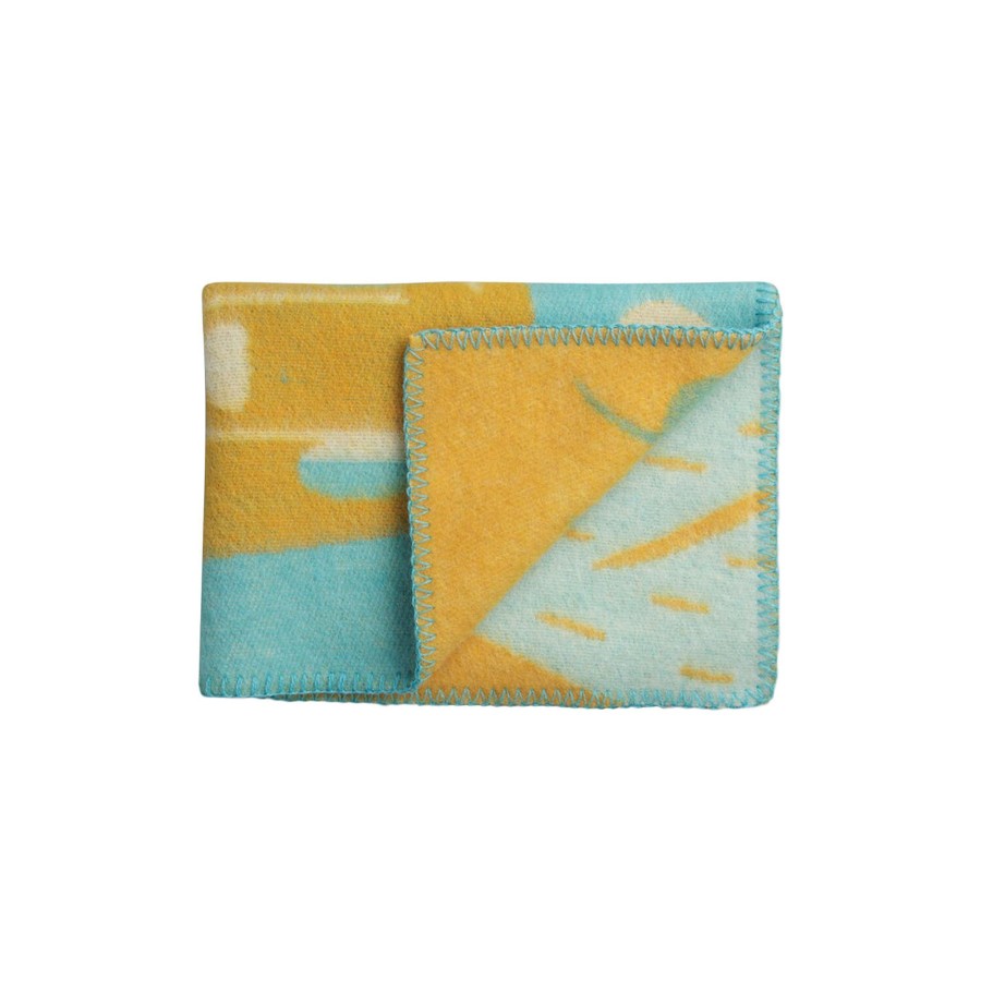 Born Røros Tweed Soveudstyr | Bamse Baby Size Throw, Turquoise/Orange