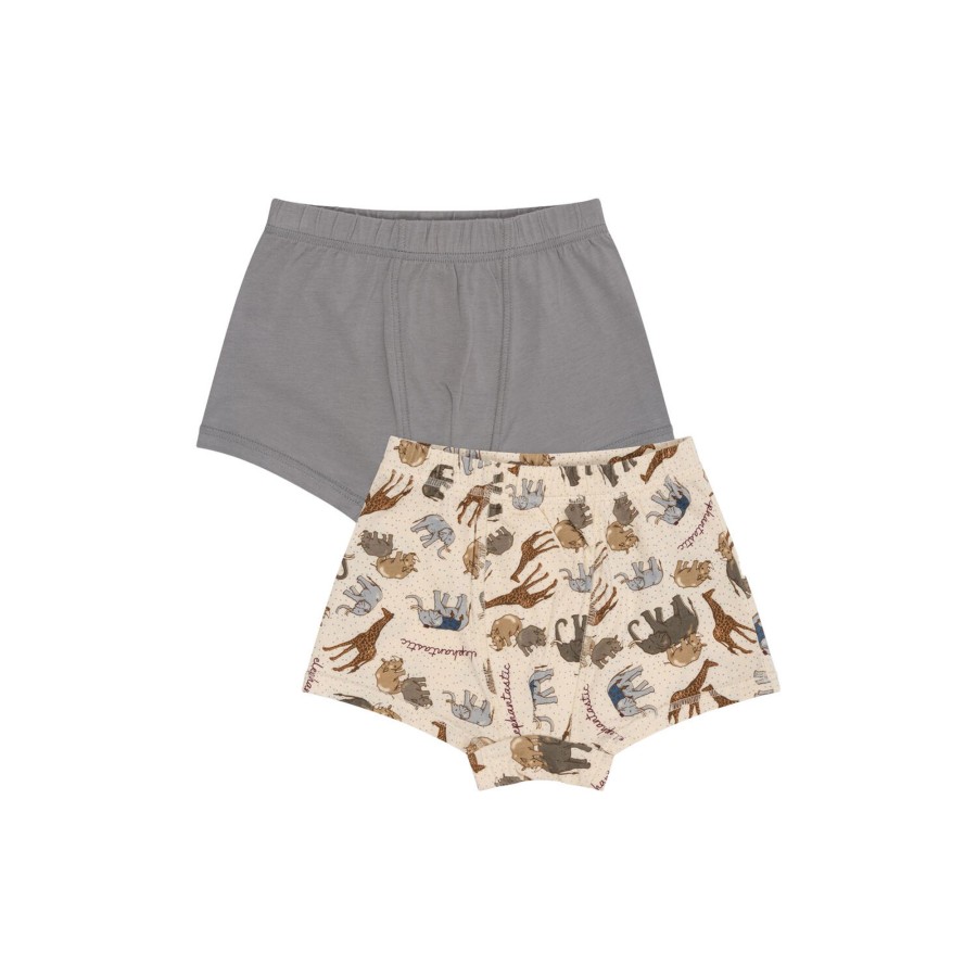 Born Konges Sløjd Nattoj & Undertoj | Basic 2 Pack Boy Boxers, Elefantastic/Sleet