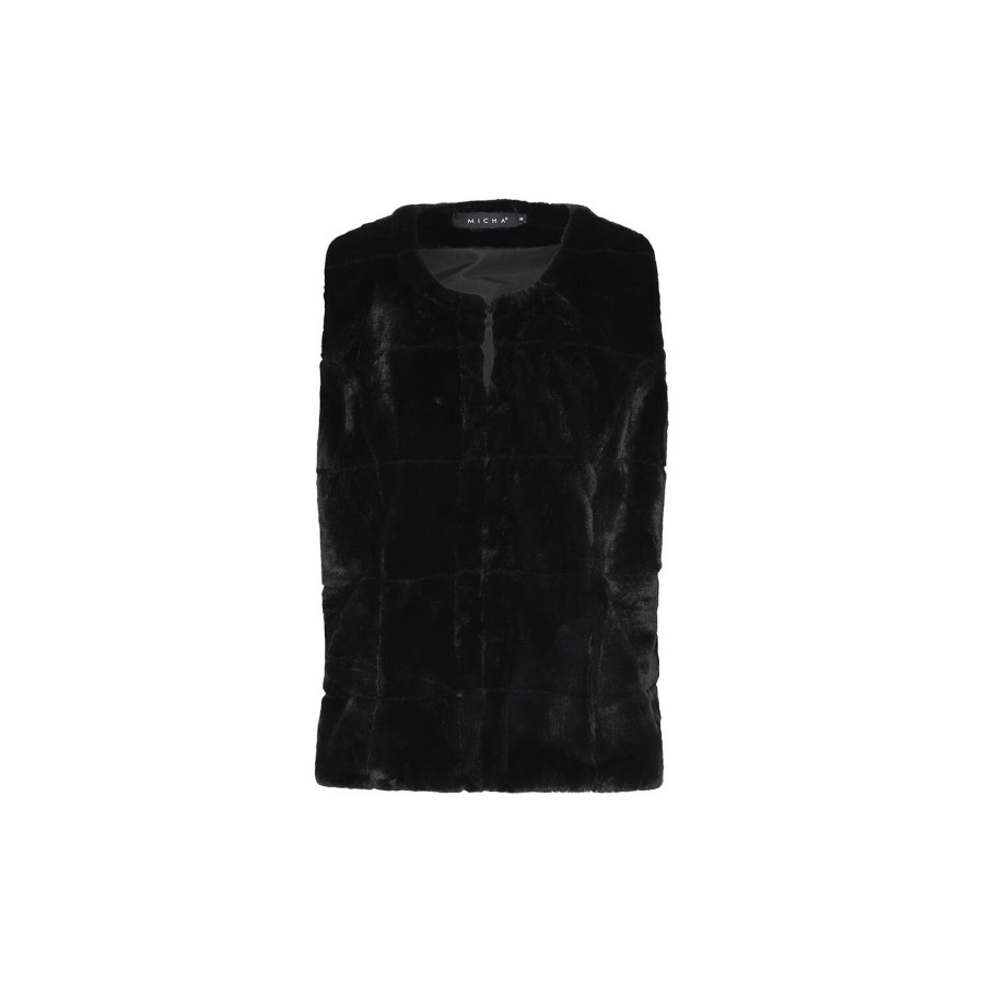 Dame Micha Overtoj | Vest I Imiteret Pels, Black