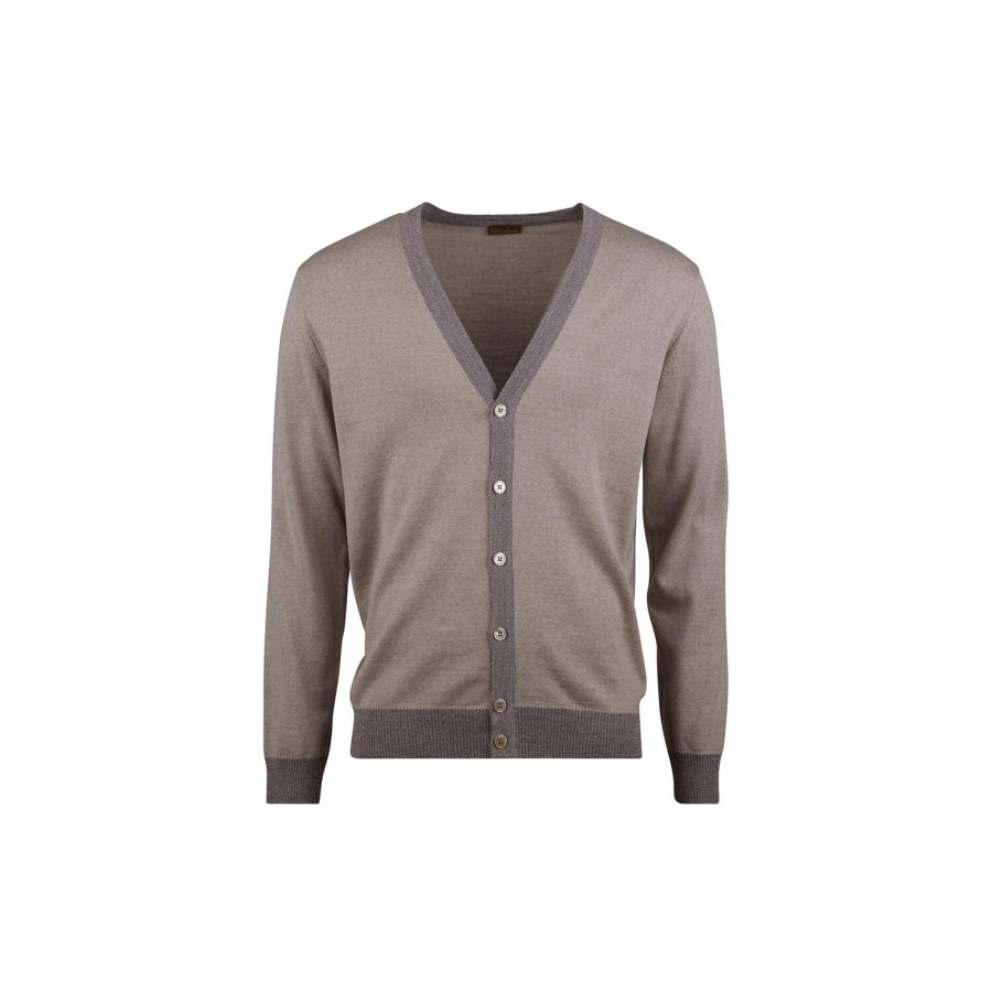 Herre Stenströms Strik & Bluser | Cardigan Cont Merino Wool, Light Beige