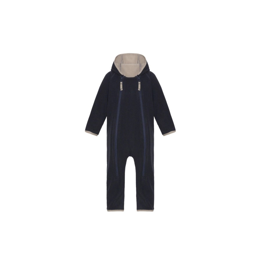 Born VER de TERRE Overtoj | Doubleface Fleece Babysuit, 604 Navy/Mocca