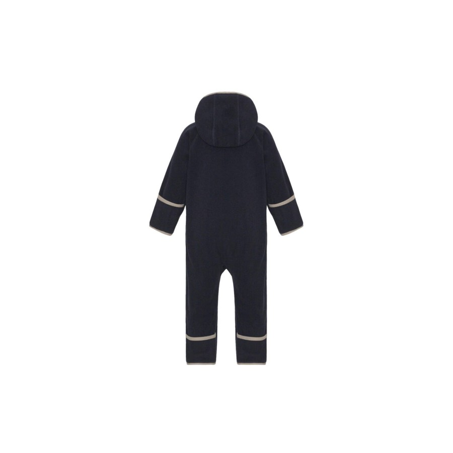 Born VER de TERRE Overtoj | Doubleface Fleece Babysuit, 604 Navy/Mocca