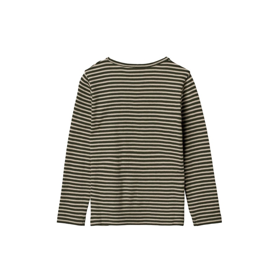 Born Wheat Bluser & Skjorter | Wool T-Shirt Ls, 4142 Green Stripe