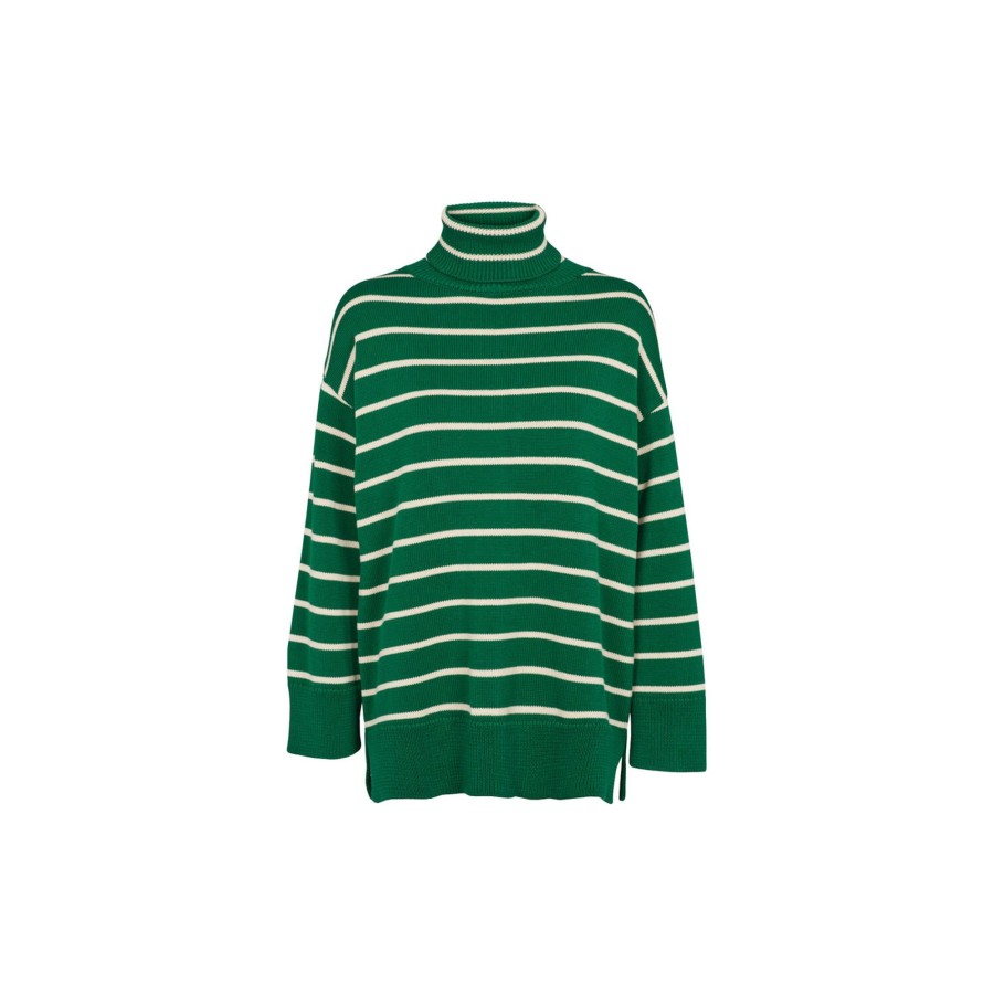 Dame Basic Apparel Strik | Winie T-Sweater, Green Jacket /Birch