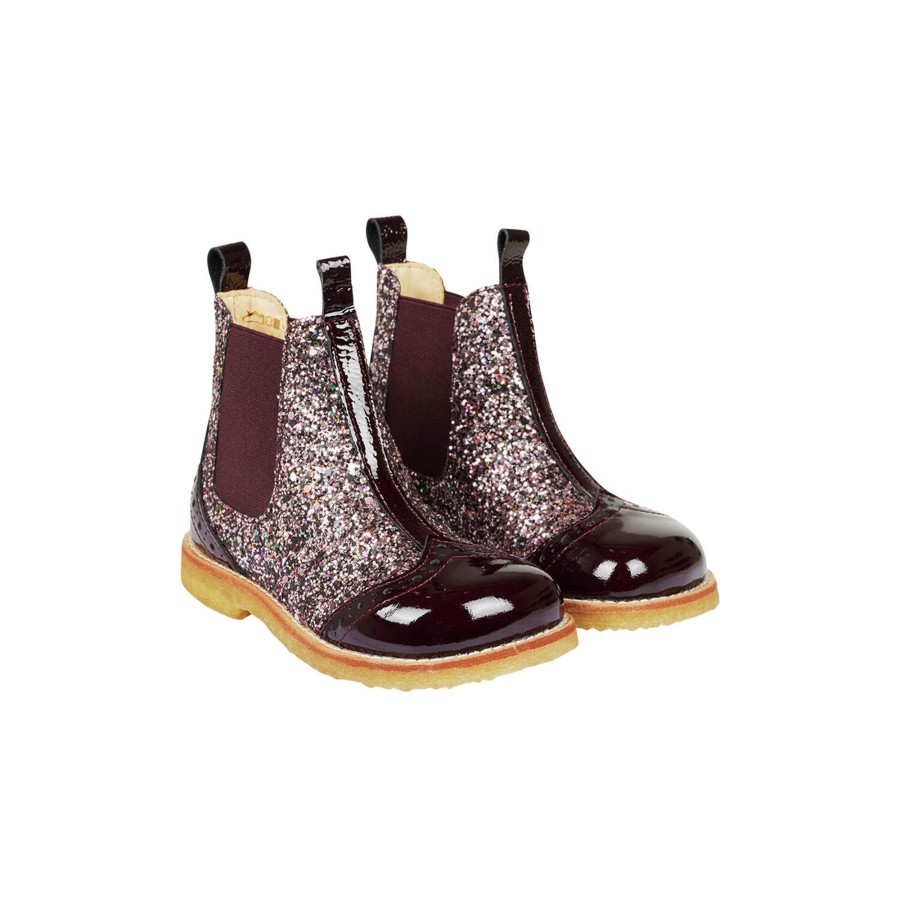 Born ANGULUS Stovler | Chelsea Stovle Med Glitter, 2341/1713/031 Bordeaux/Bordeaux Glitter/Elastic