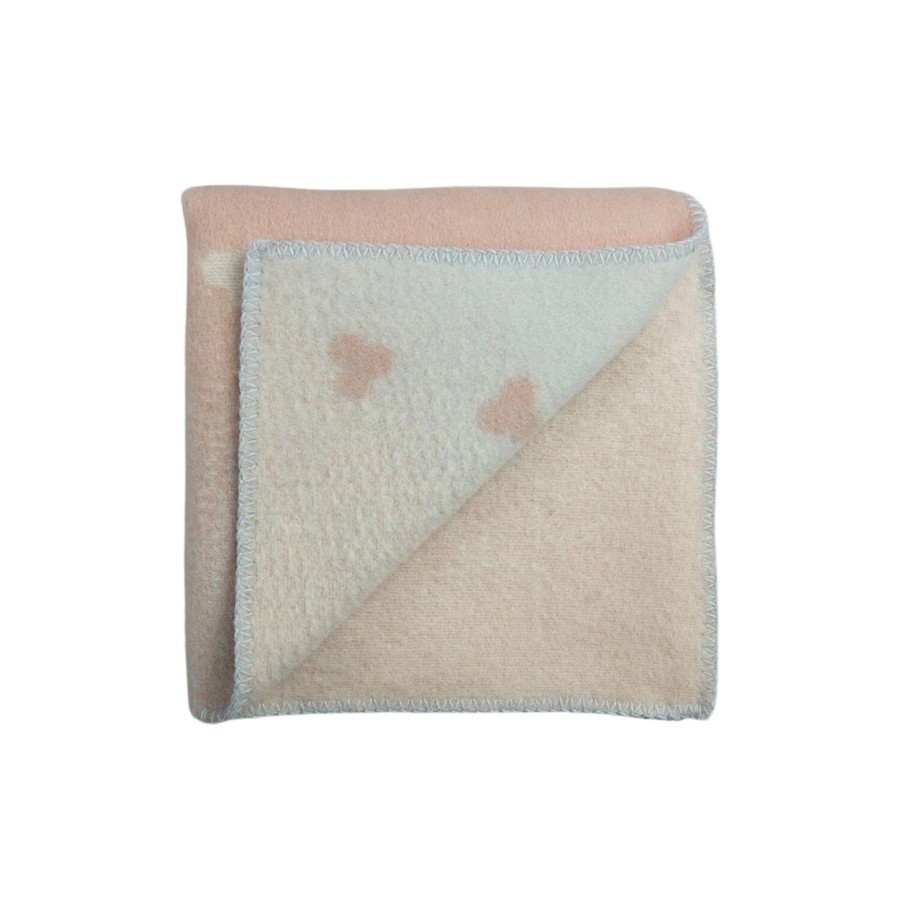 Born Røros Tweed Soveudstyr | Melvin Half Size Throw, Light Pink/Light Blue