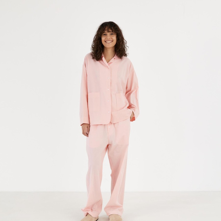 Dame Aiayu Nattoj & Loungewear | Pyjamas Shirt Seersucker, Pink