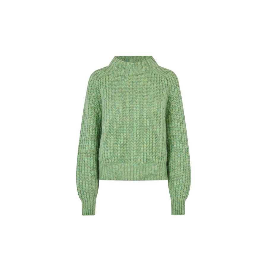 Dame Second Female Strik | Kalliha Knit O-Neck, Pistachio Green