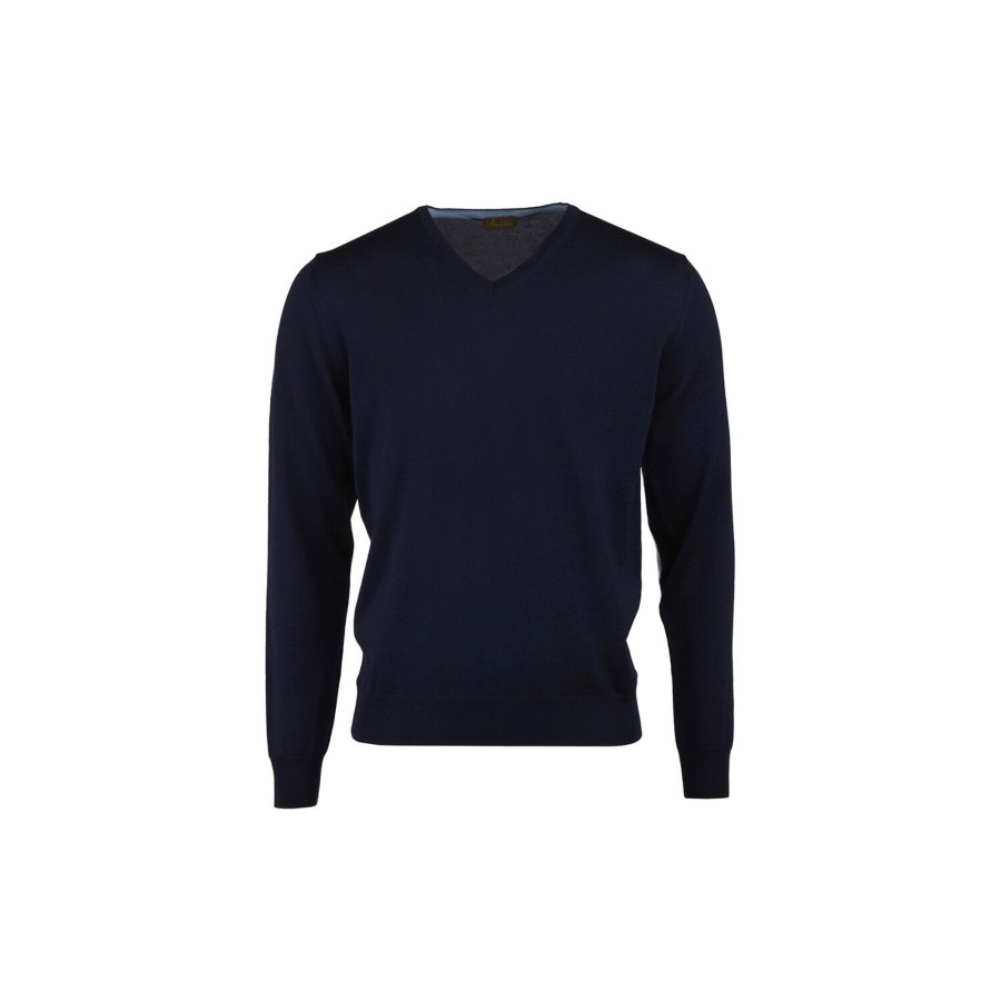 Herre Stenströms Strik & Bluser | Merino V-Neck W.Patch