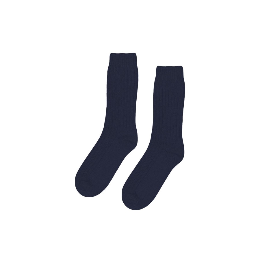 Herre Colorful Standard Stromper | Merino Wool Blend Sock, Navy Blue