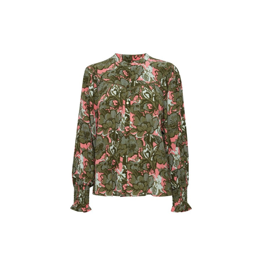 Dame Atelier Rêve Skjorter & Bluser | Irfarrow Shirt, Olive Branch Big Flowers