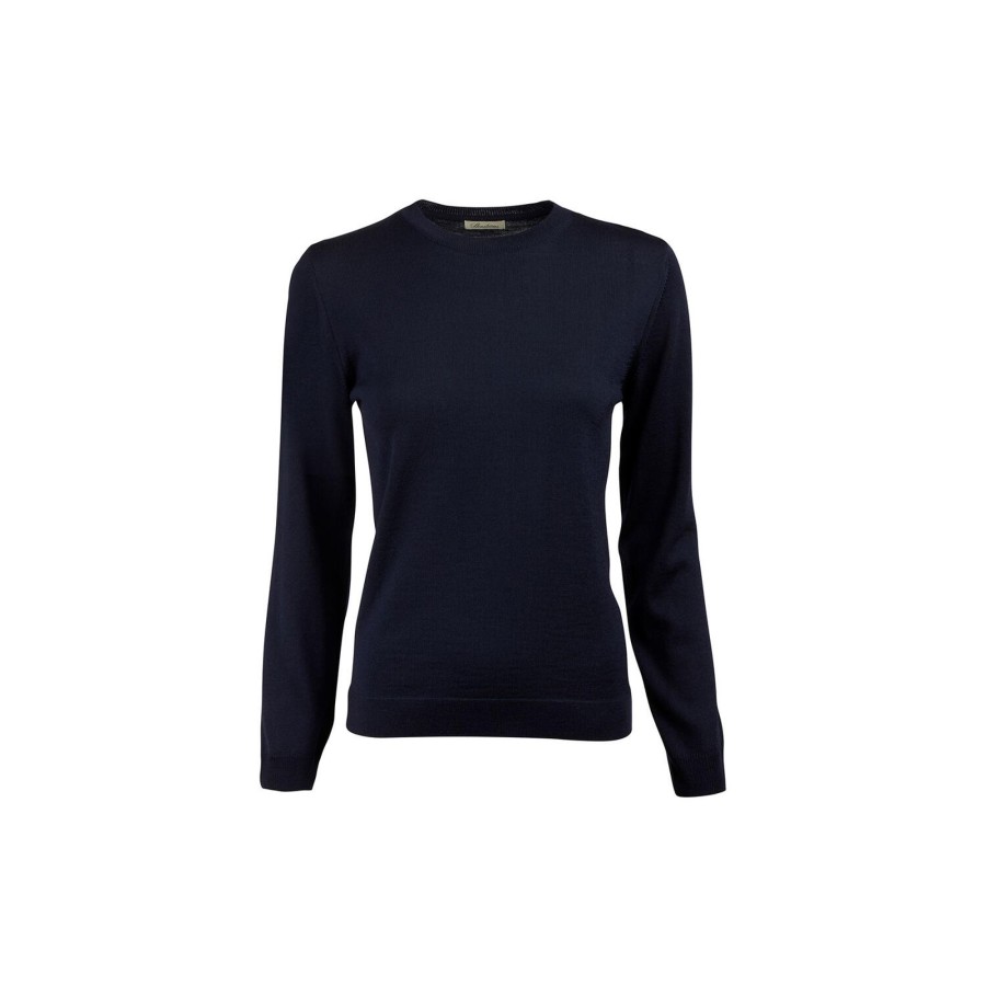 Dame Stenströms Strik | Dame Crew Neck Strik, Marinebla