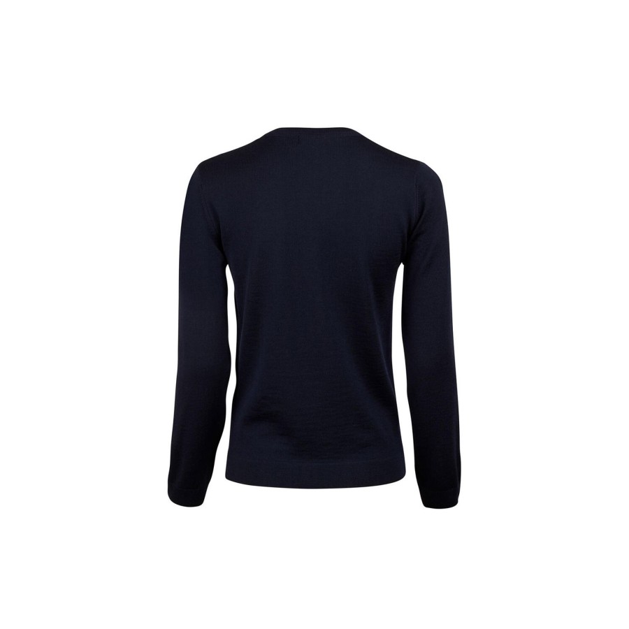 Dame Stenströms Strik | Dame Crew Neck Strik, Marinebla