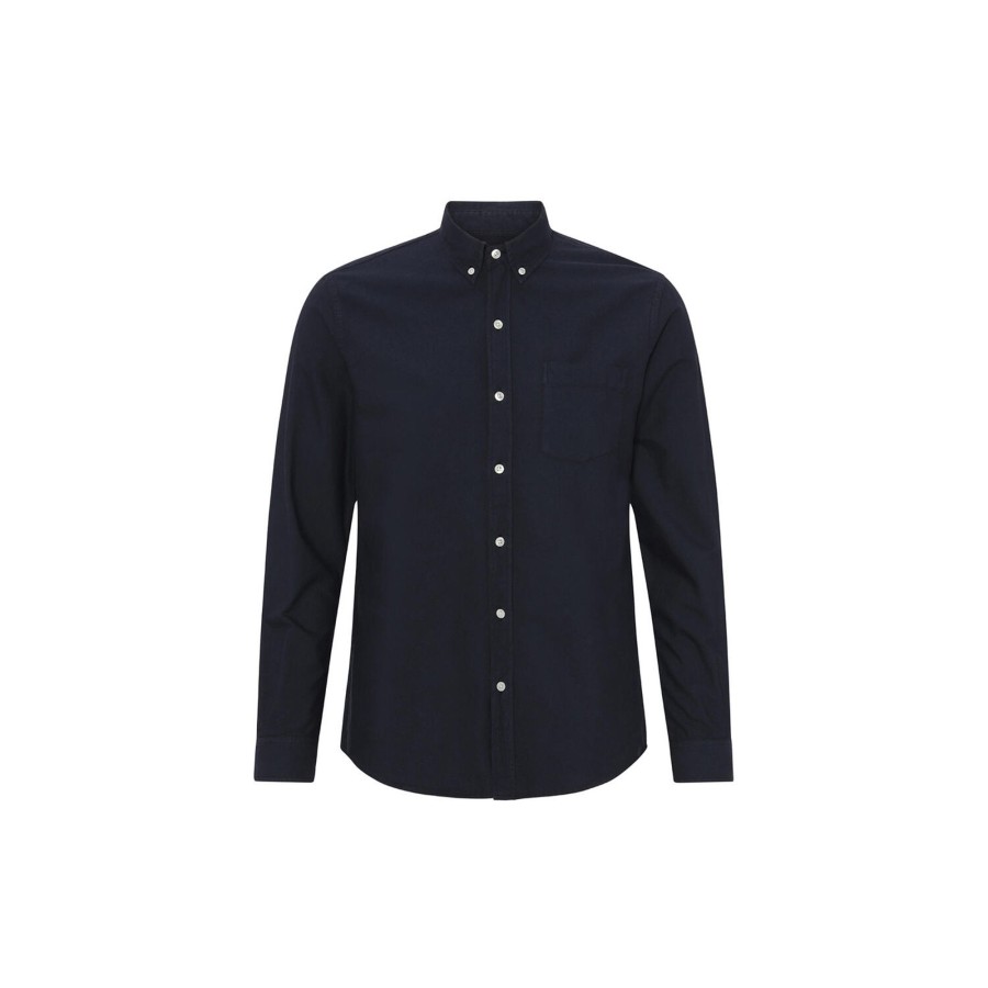 Herre Colorful Standard Skjorter | Organic Button Down Shirt, Navy Blue