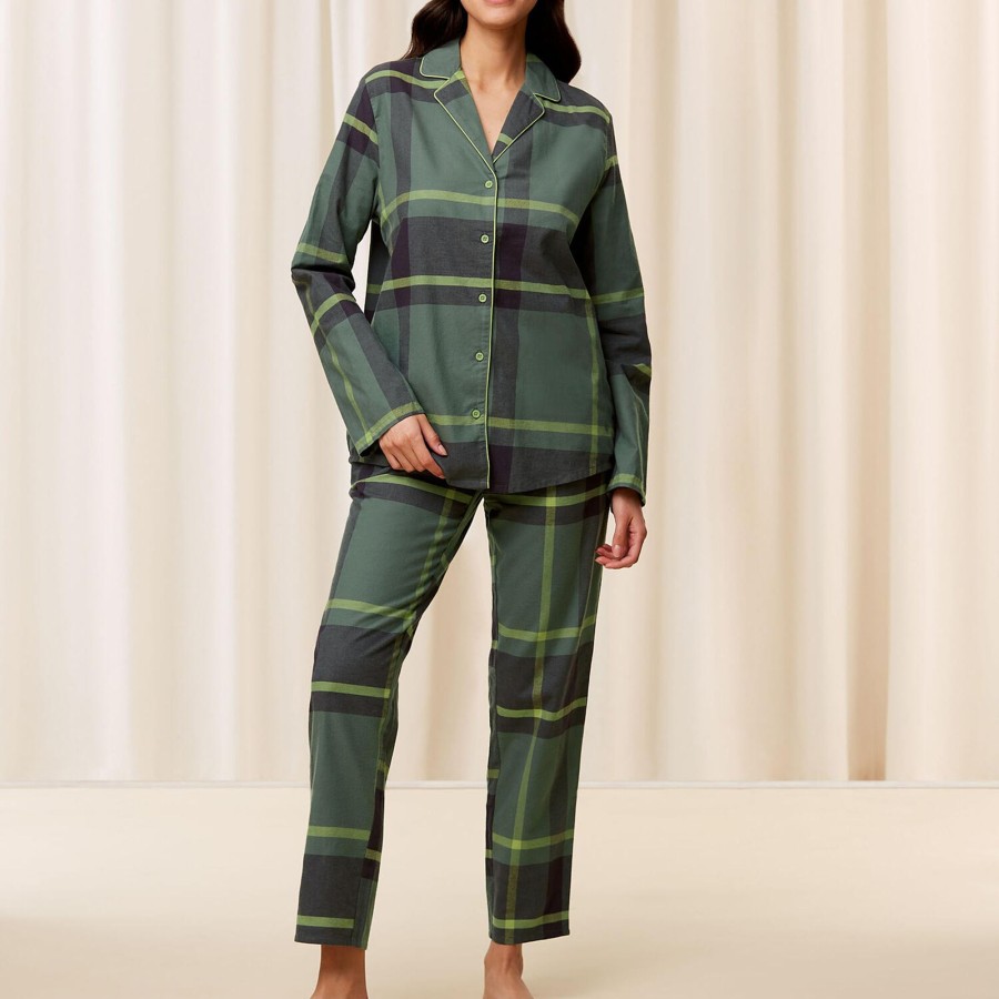 Dame Triumph Nattoj & Loungewear | Boyfriend Pw X Checks, Green - Dark Combination